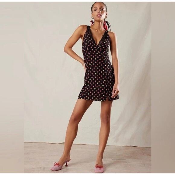 Urban Outfitters Dress New Medium Strawberries Fruit Strappy Tie Mini Summer - Picture 12 of 14